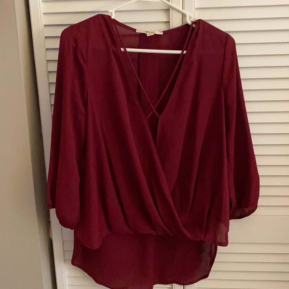 Cranberry Crisscross Blouse - size S